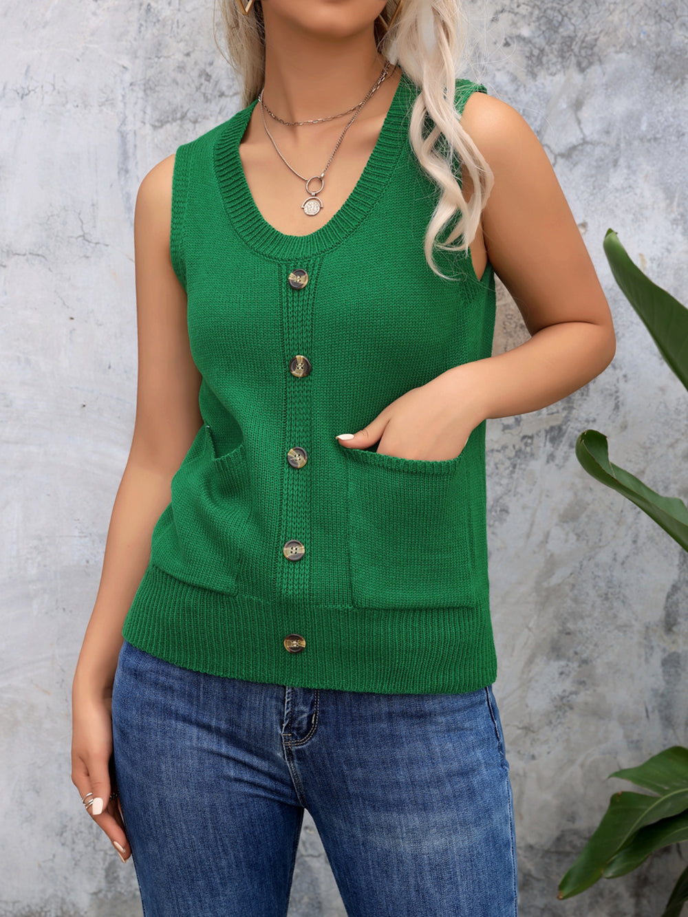 Women Ribbed Sweater Vest
