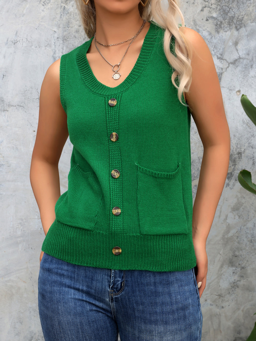 Women Ribbed Sweater Vest