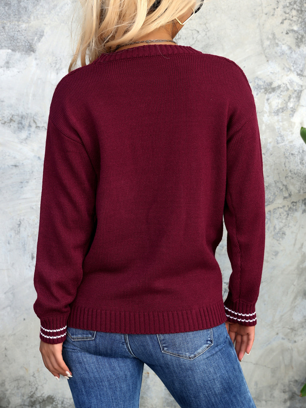 Women Cable Knit Self Design Pullover