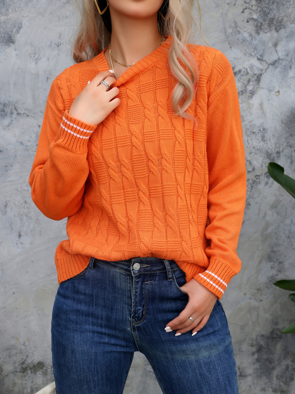 Women Cable Knit Pullover