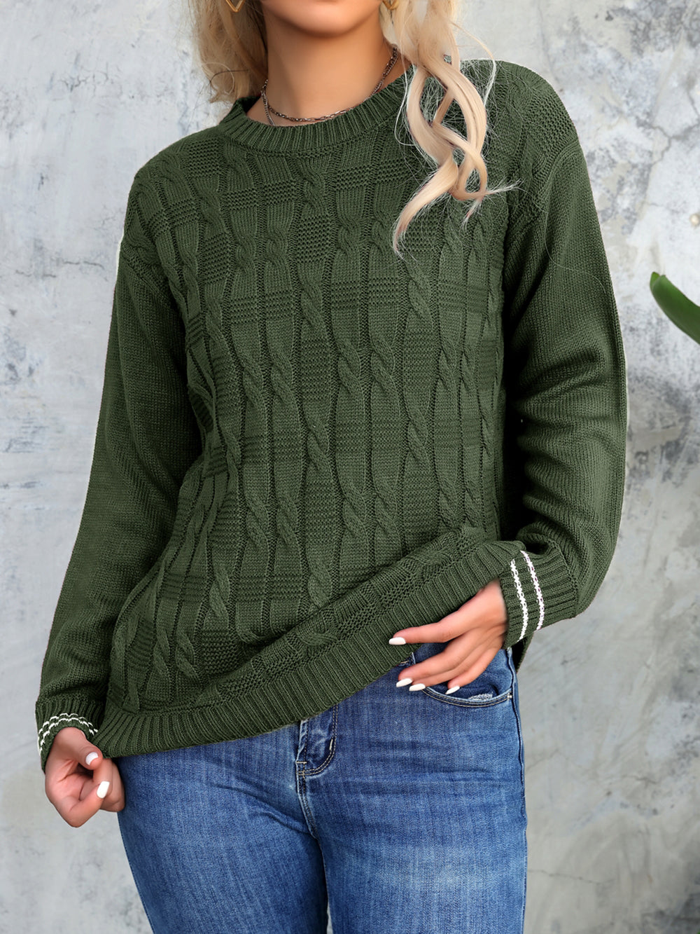 Women Cable Knit Pullover