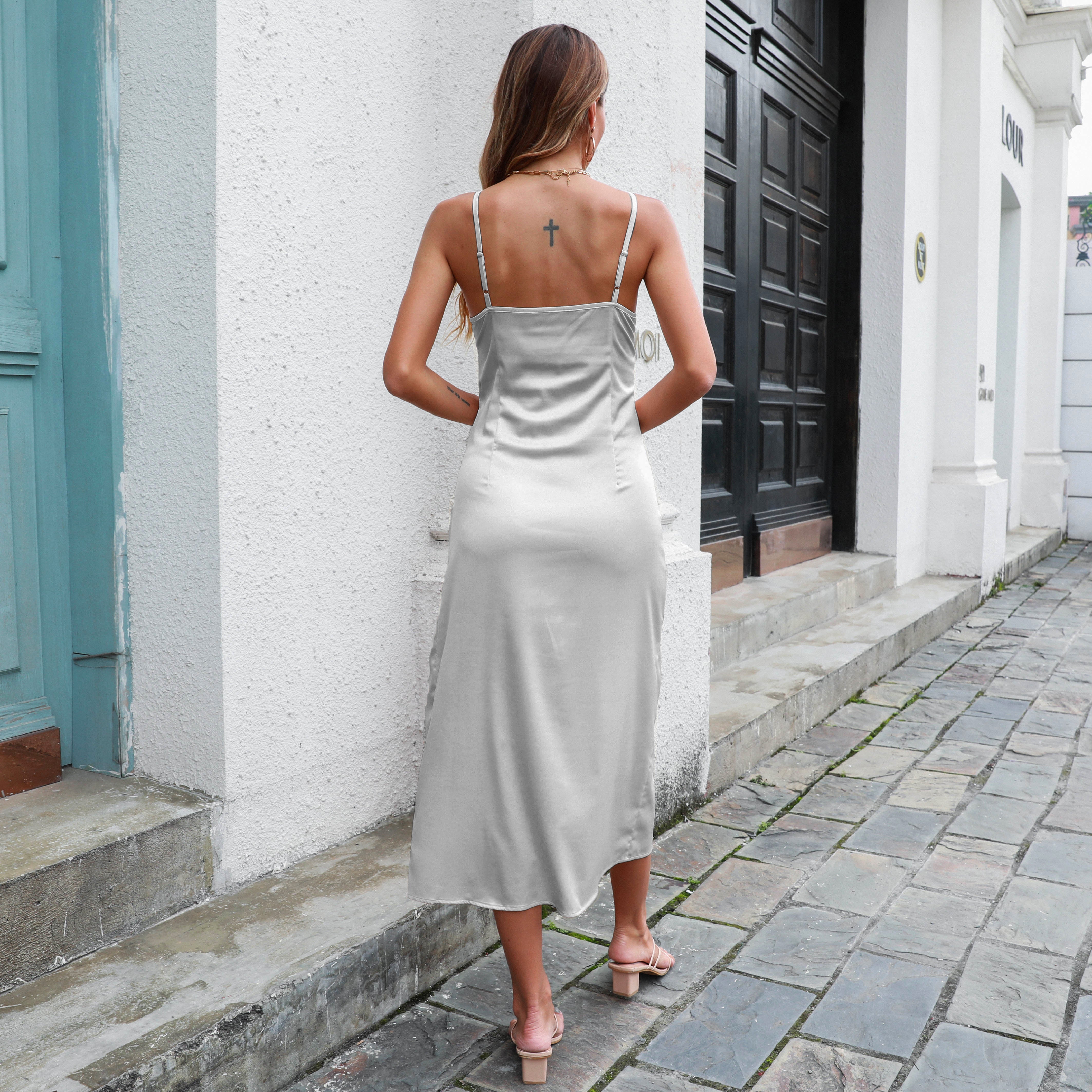 Women Grey Party Maxi Dress