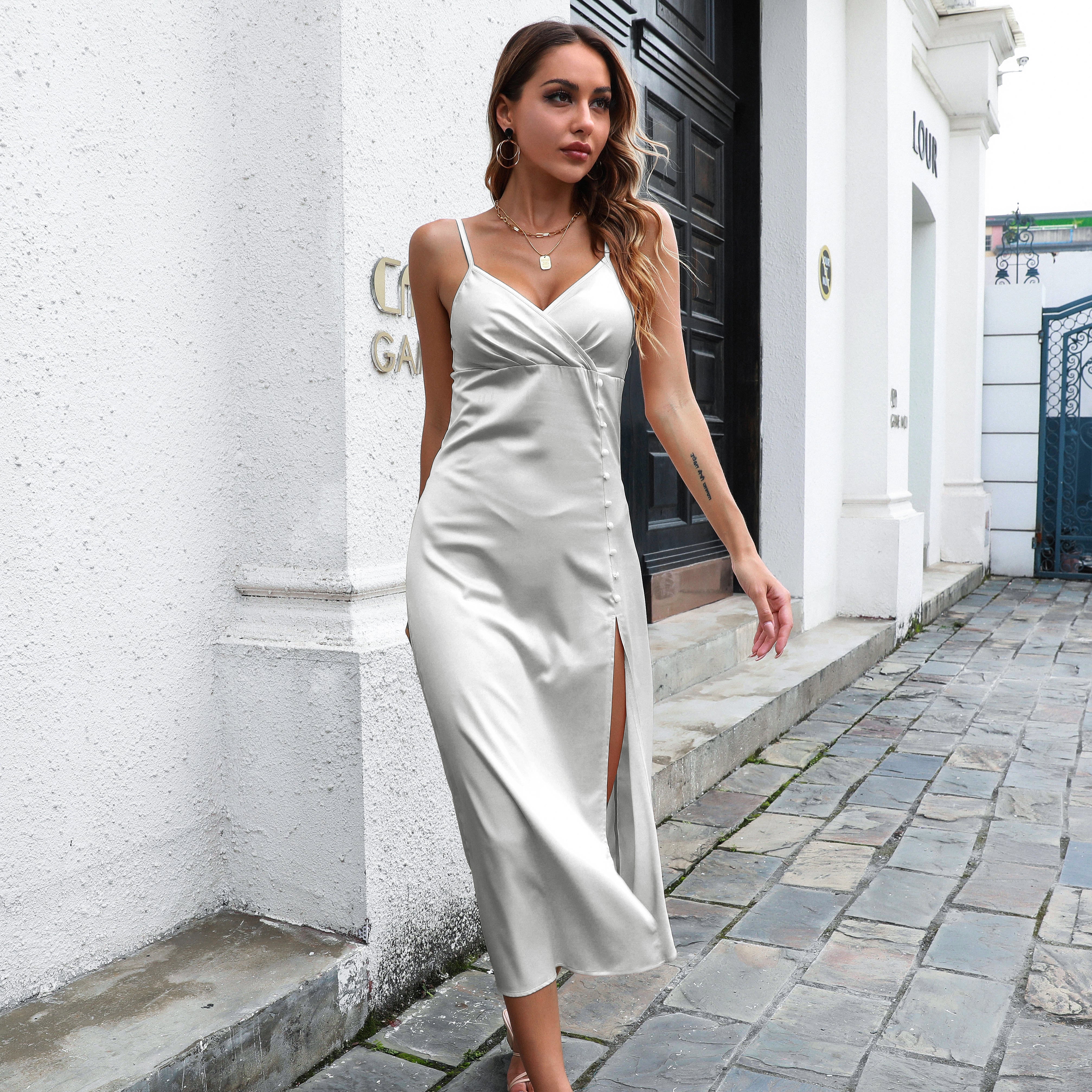 Women Grey Party Maxi Dress