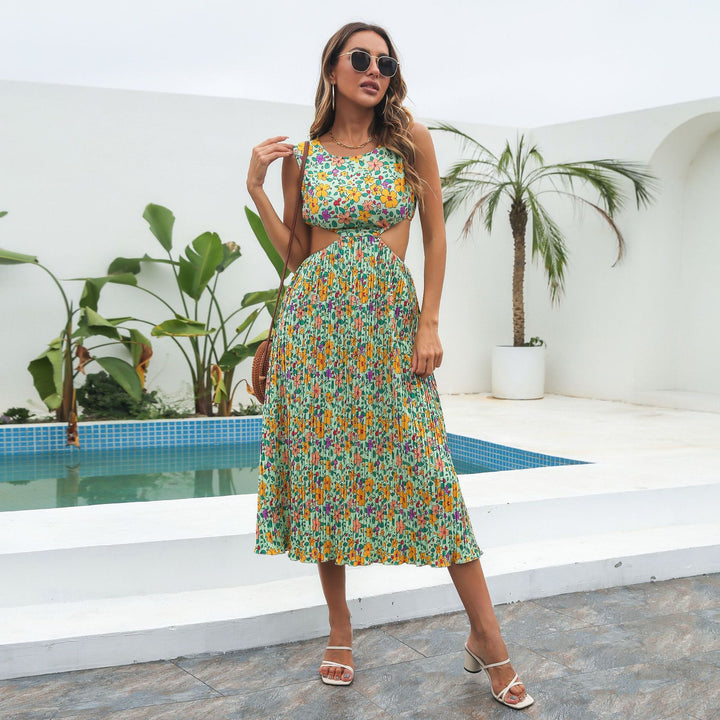 Green Floral Printed A-Line Dress