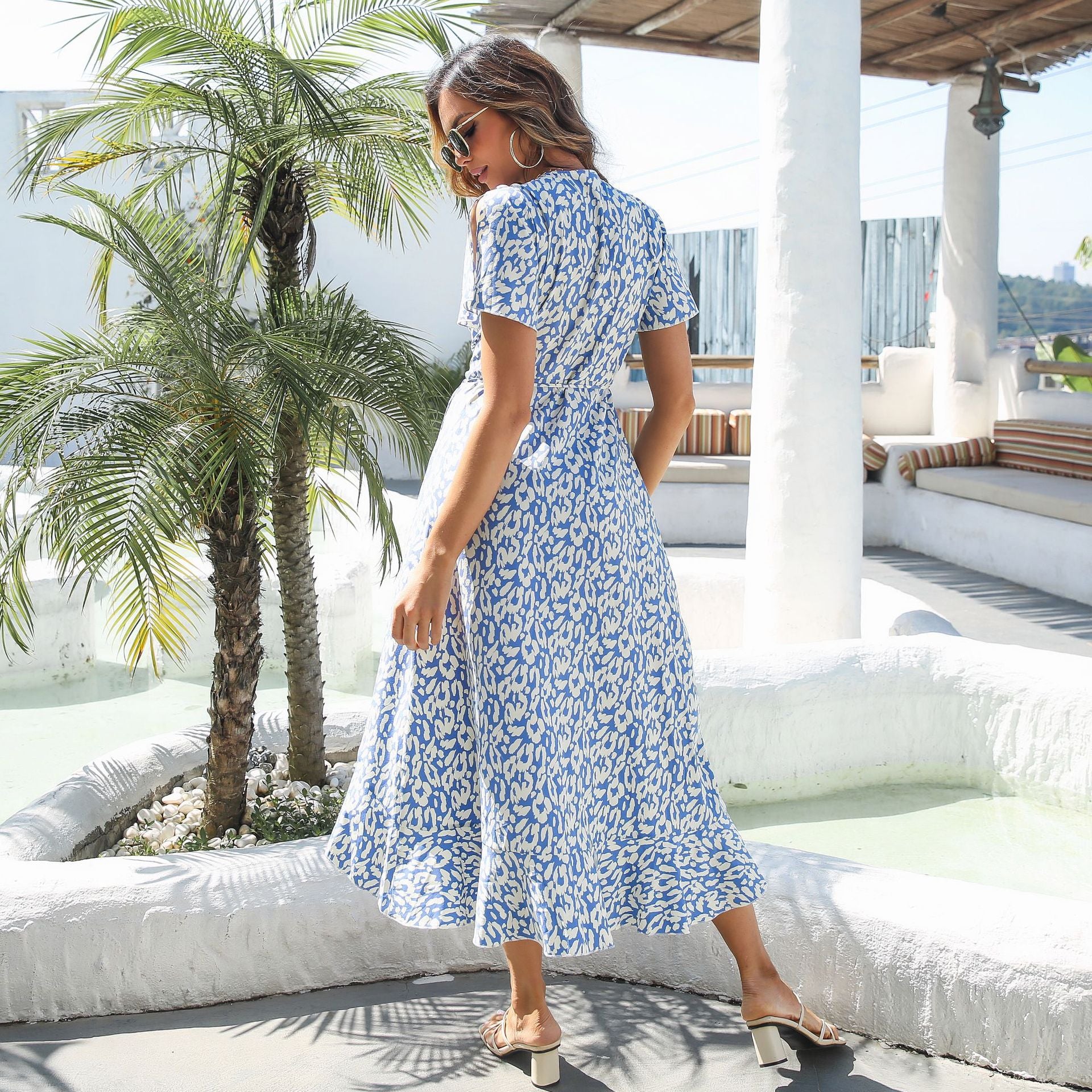 Floral Printed High-Low A-Line Midi Dress