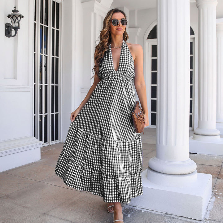 Black Checked Maxi Dress