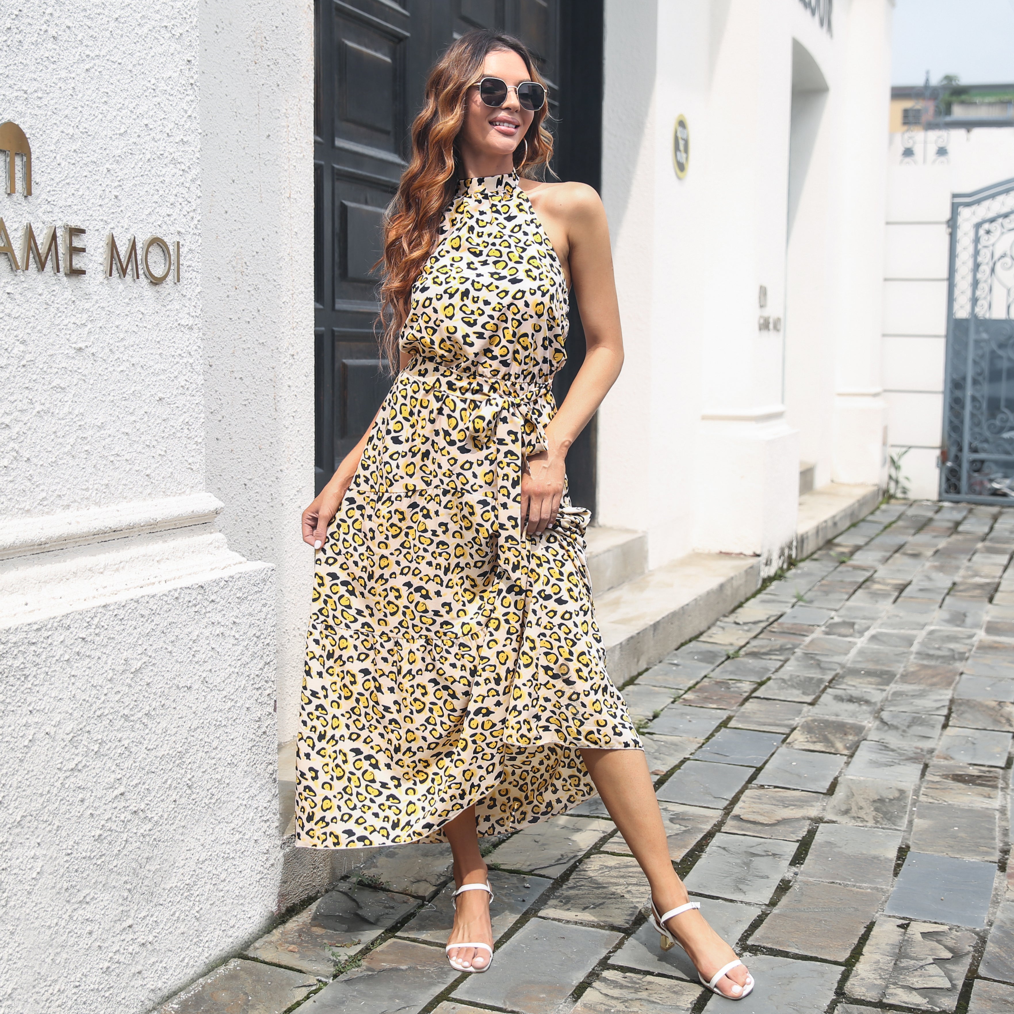 Printed Yellow Fit and Flare Dresses
