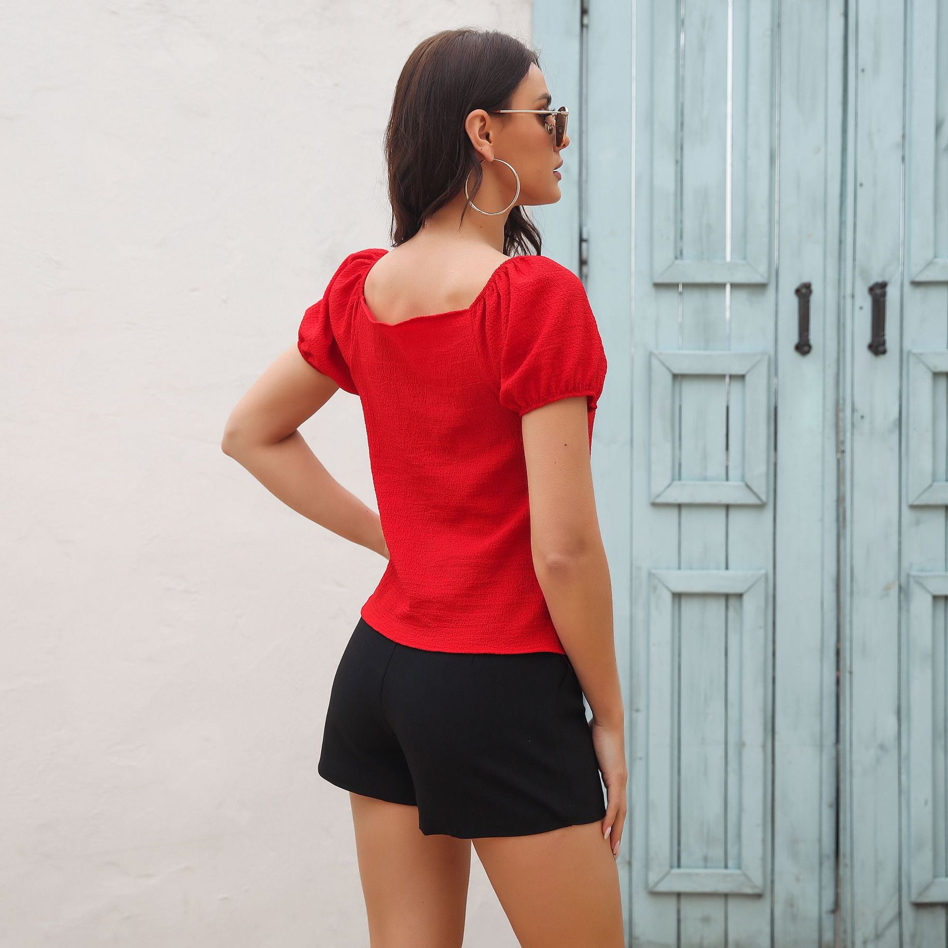 Women Red Solid Top