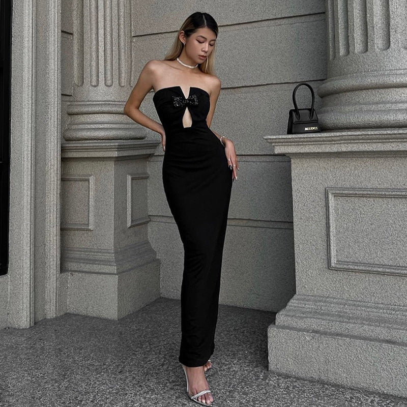 Black Off-Shoulder Maxi Dress
