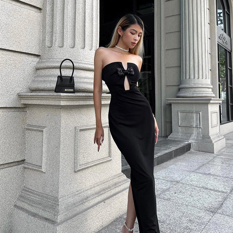 Black Off-Shoulder Maxi Dress