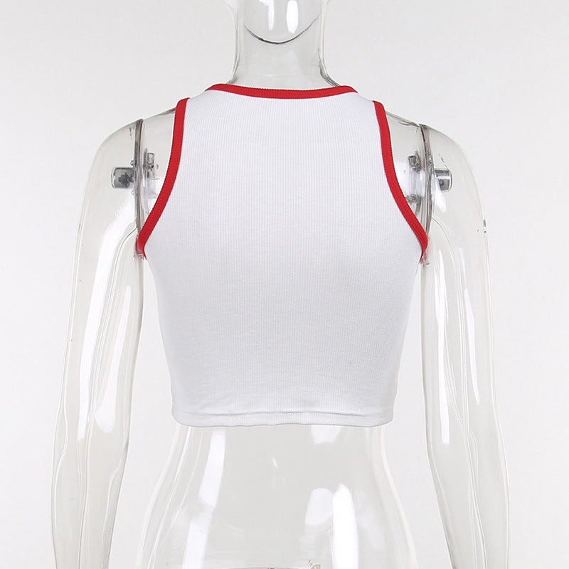 White Typography Printed Fitted Crop Top