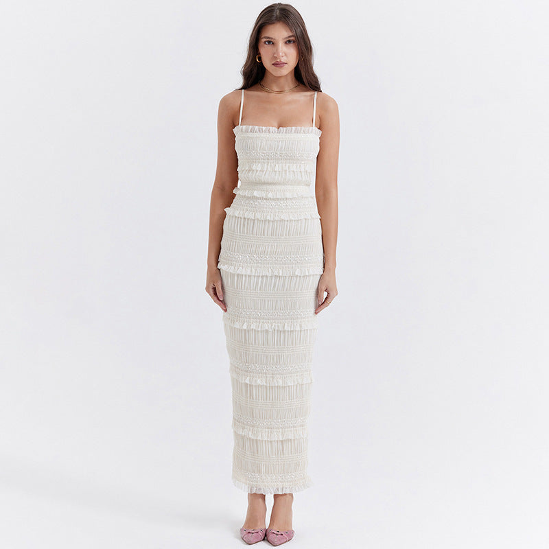 White & pastel gray Maxi Dress