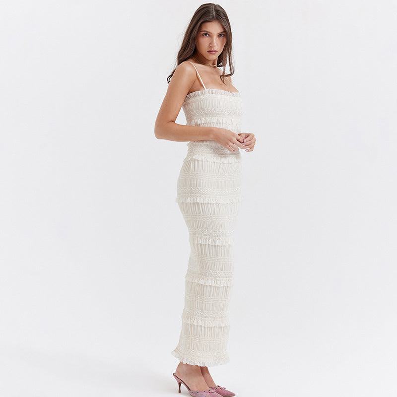 White & pastel gray Maxi Dress