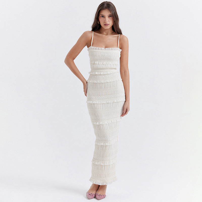 White & pastel gray Maxi Dress