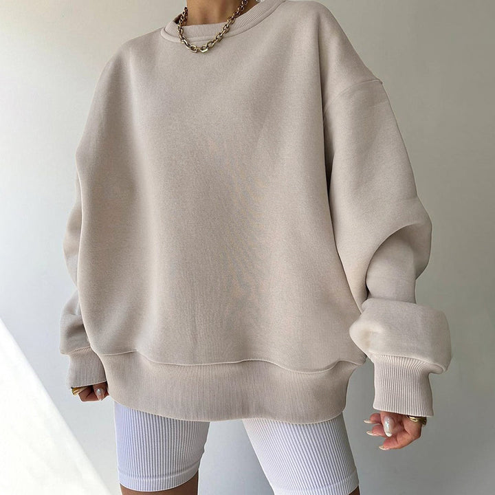 Beige Round Neck Oversized Sweatshirt
