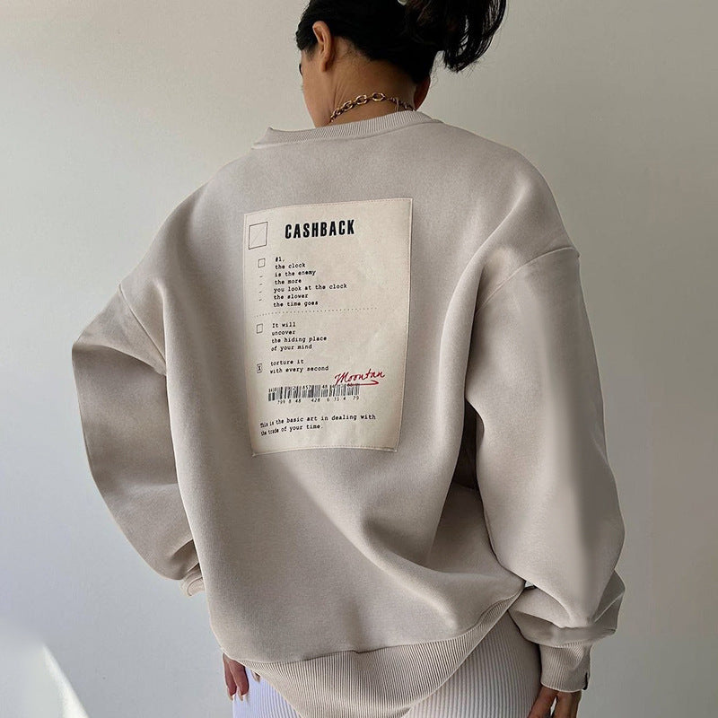 Beige Round Neck Oversized Sweatshirt
