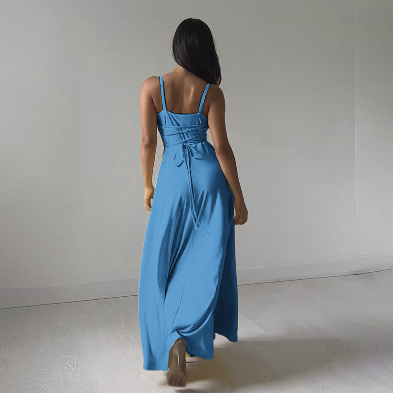 Blue Shoulder Straps Maxi Dress