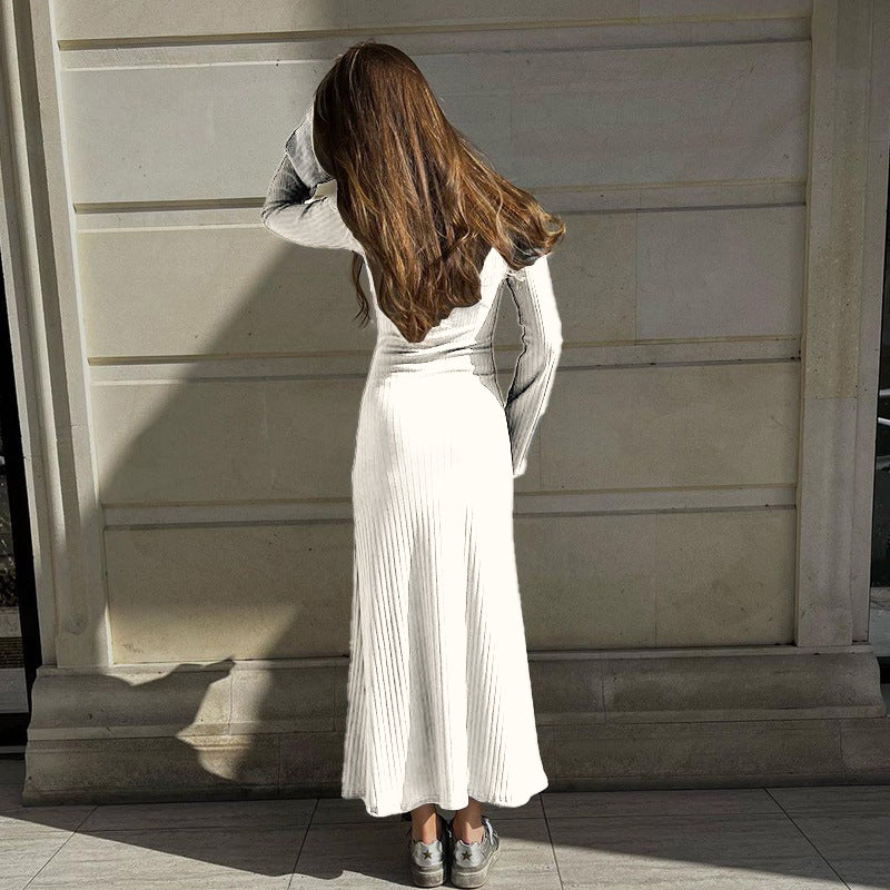 Beige Square Neck Maxi Dress
