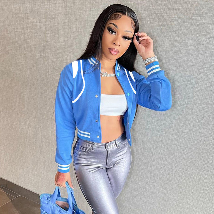 Blue Crop Sporty Jacket
