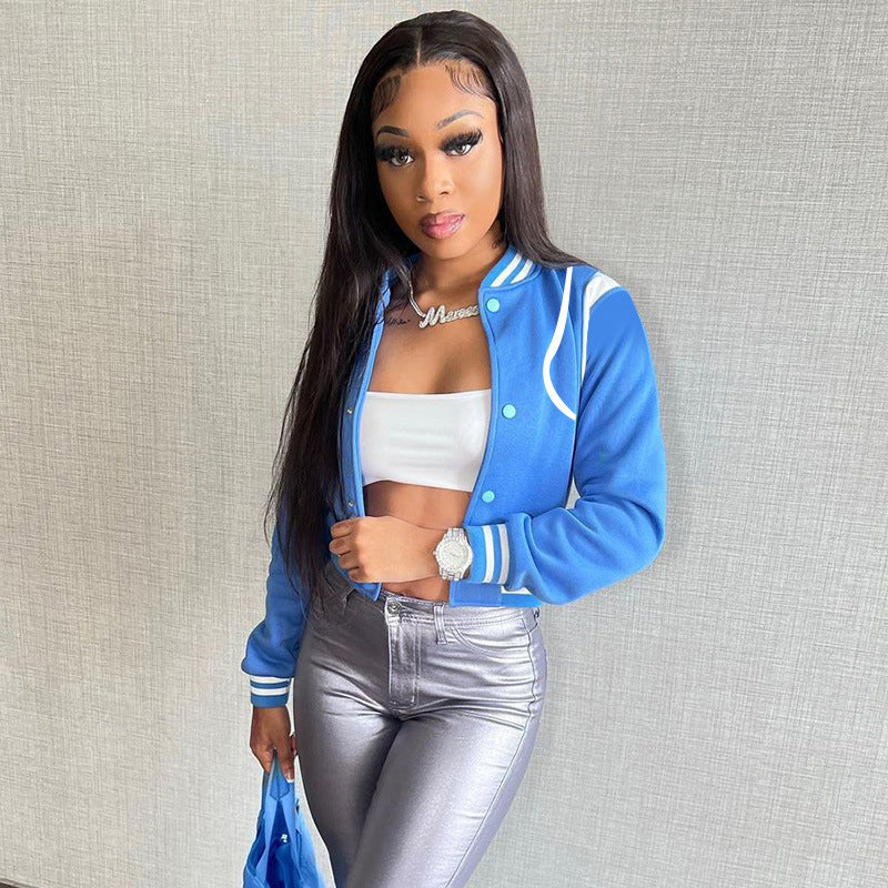 Blue Crop Sporty Jacket
