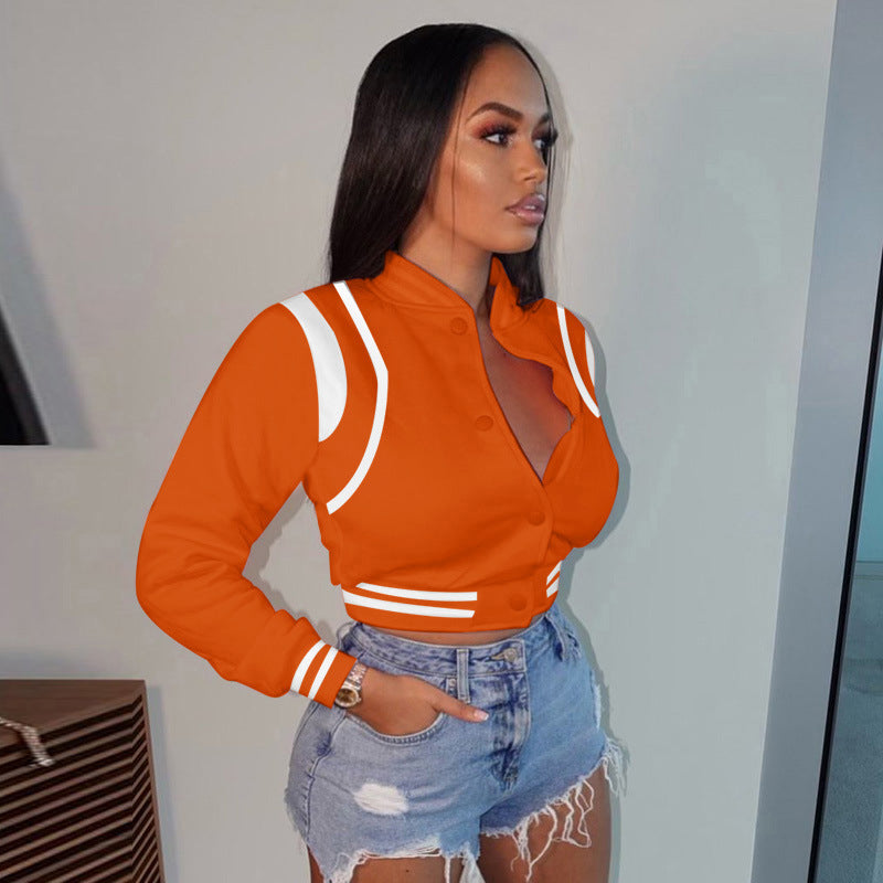 Orange Cropped Tailored Jacket