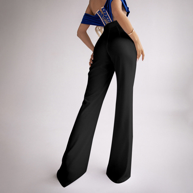 Women Black Flared High-Rise Bootcut Trousers