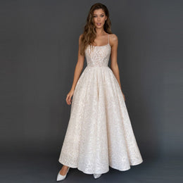 Self Design Shoulder Straps Gown Maxi Dress