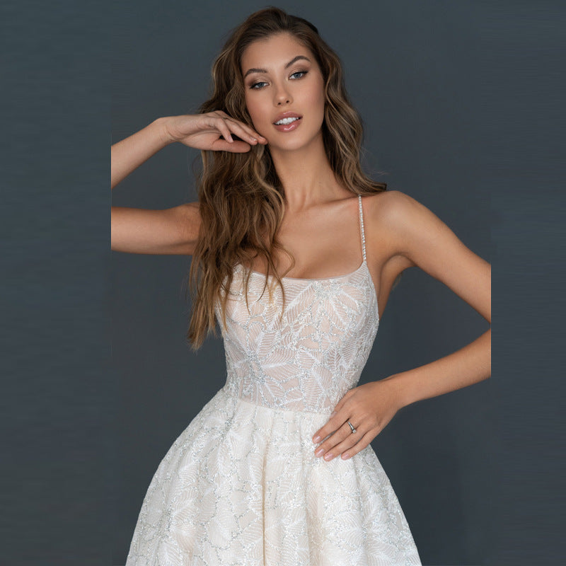 Self Design Shoulder Straps Gown Maxi Dress