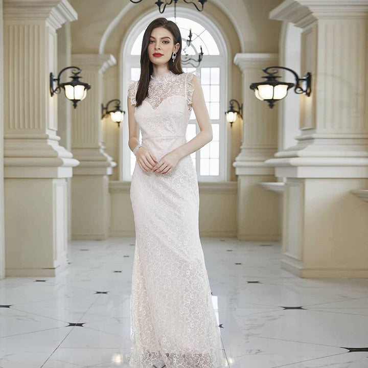White Self Design Maxi Dress