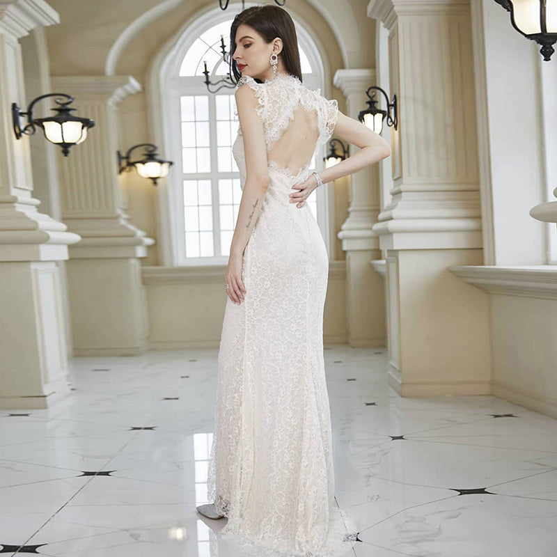 White Self Design Maxi Dress