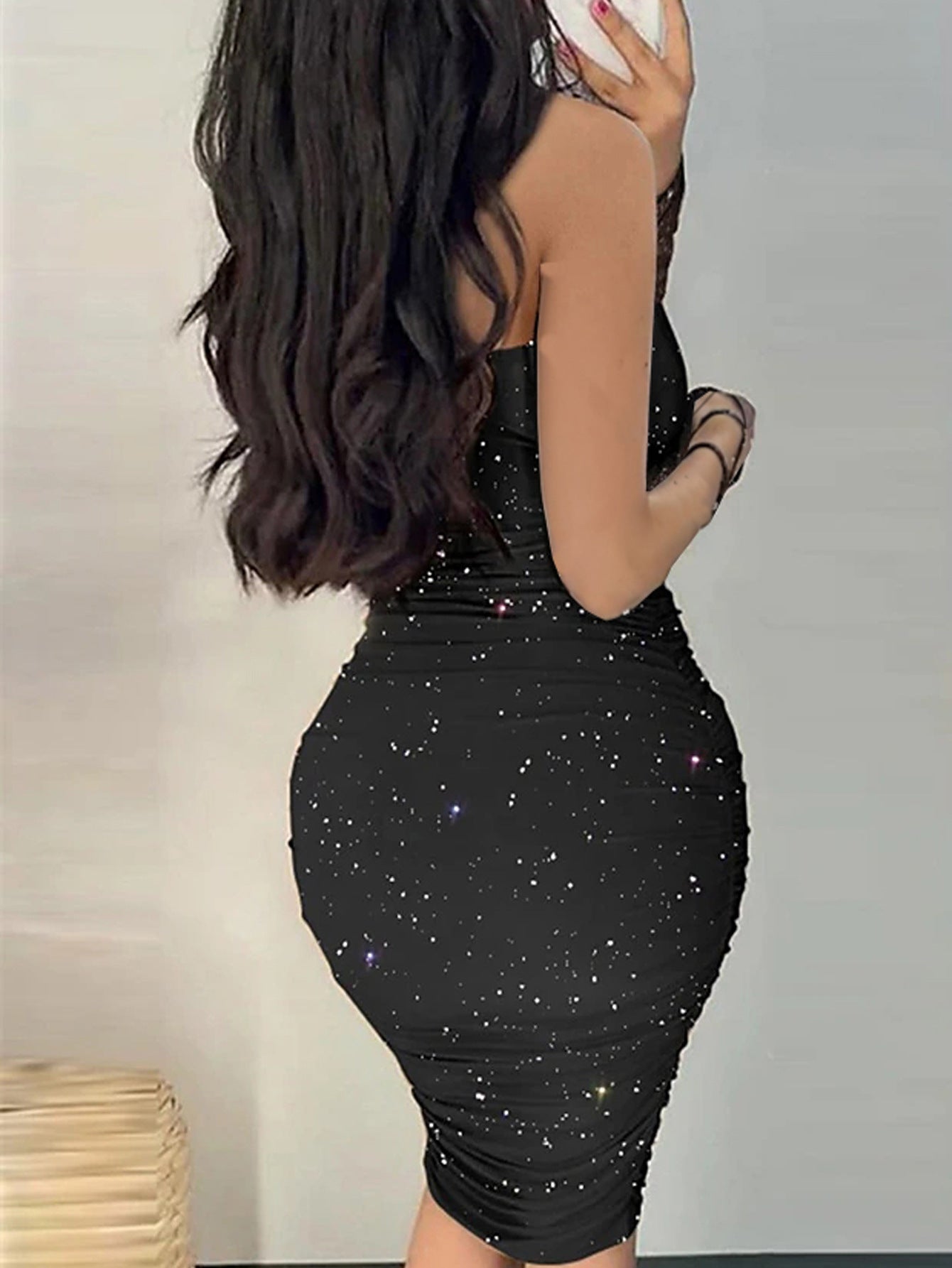 Women Embellished Halter Neck Bodycon Dress