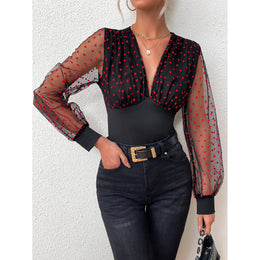 Women Abstract Printed V-Neck Top