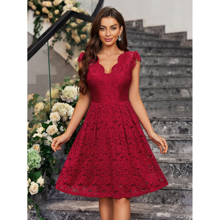 Self Design Crepe Cal Sleeves Fit & Flare Dress