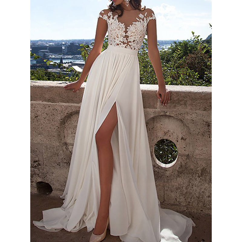 Floral Embroidered Off-Shoulder Maxi Dress