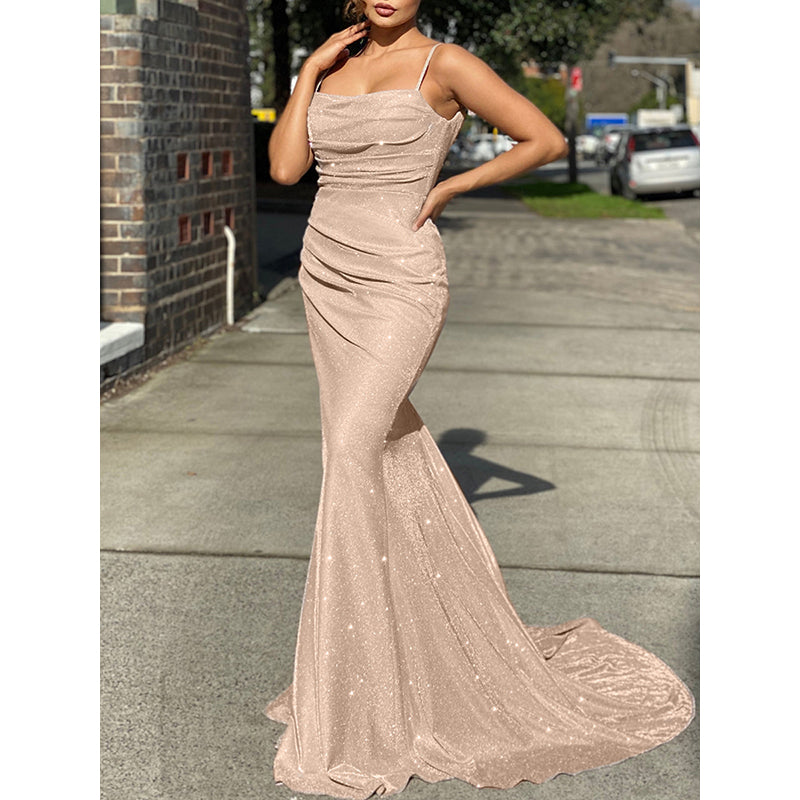 Peach Embellished Sleeveless Maxi Dress