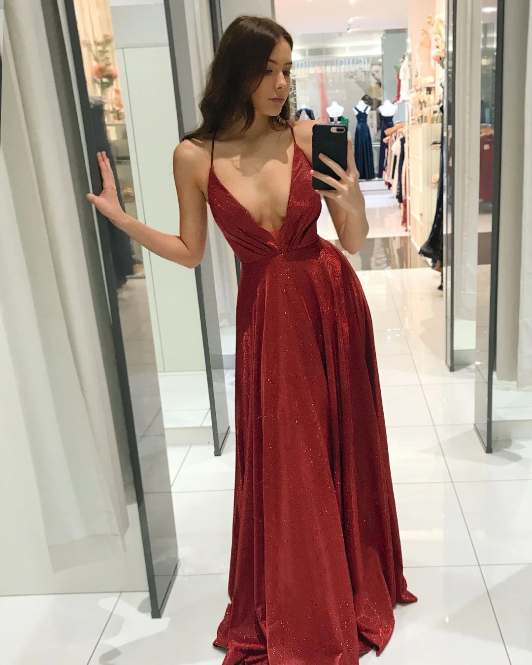 Red V-neck Sleeveless Embellished Maxi Dress