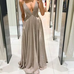 Beige Shoulder Straps Maxi Dress