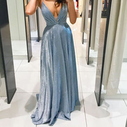 Blue Embellished Maxi Dress