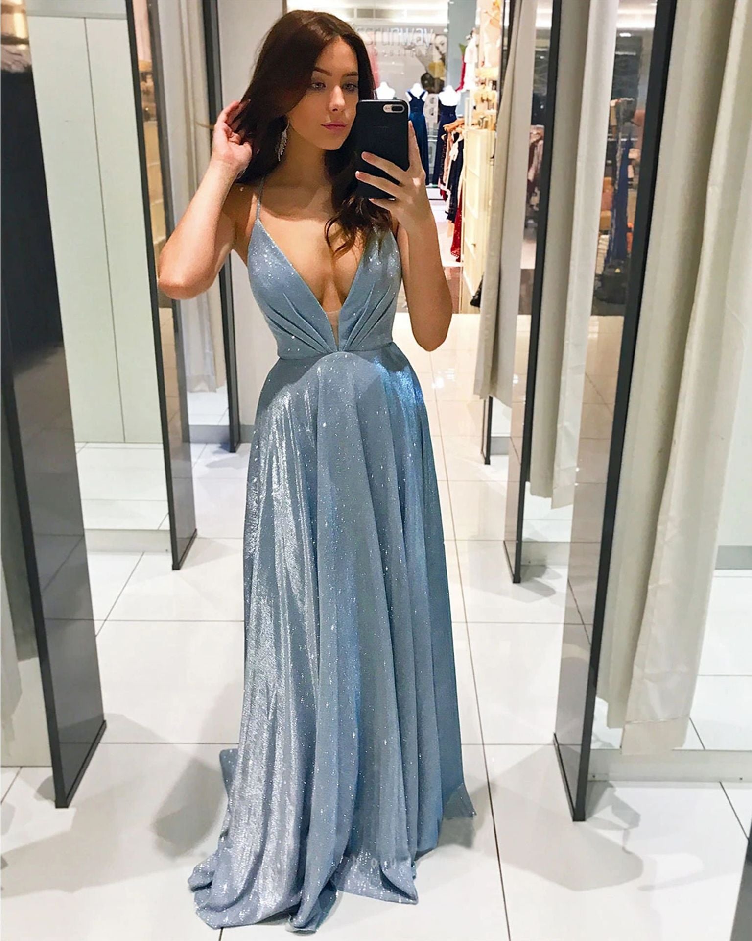Blue Embellished Maxi Dress