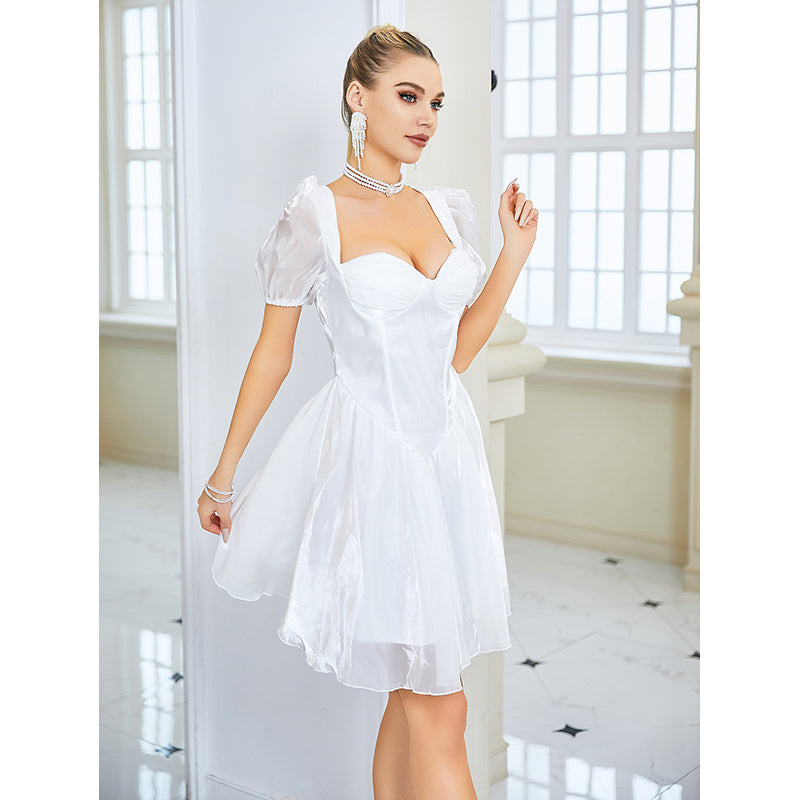 White Fit & Flare Mini Dress