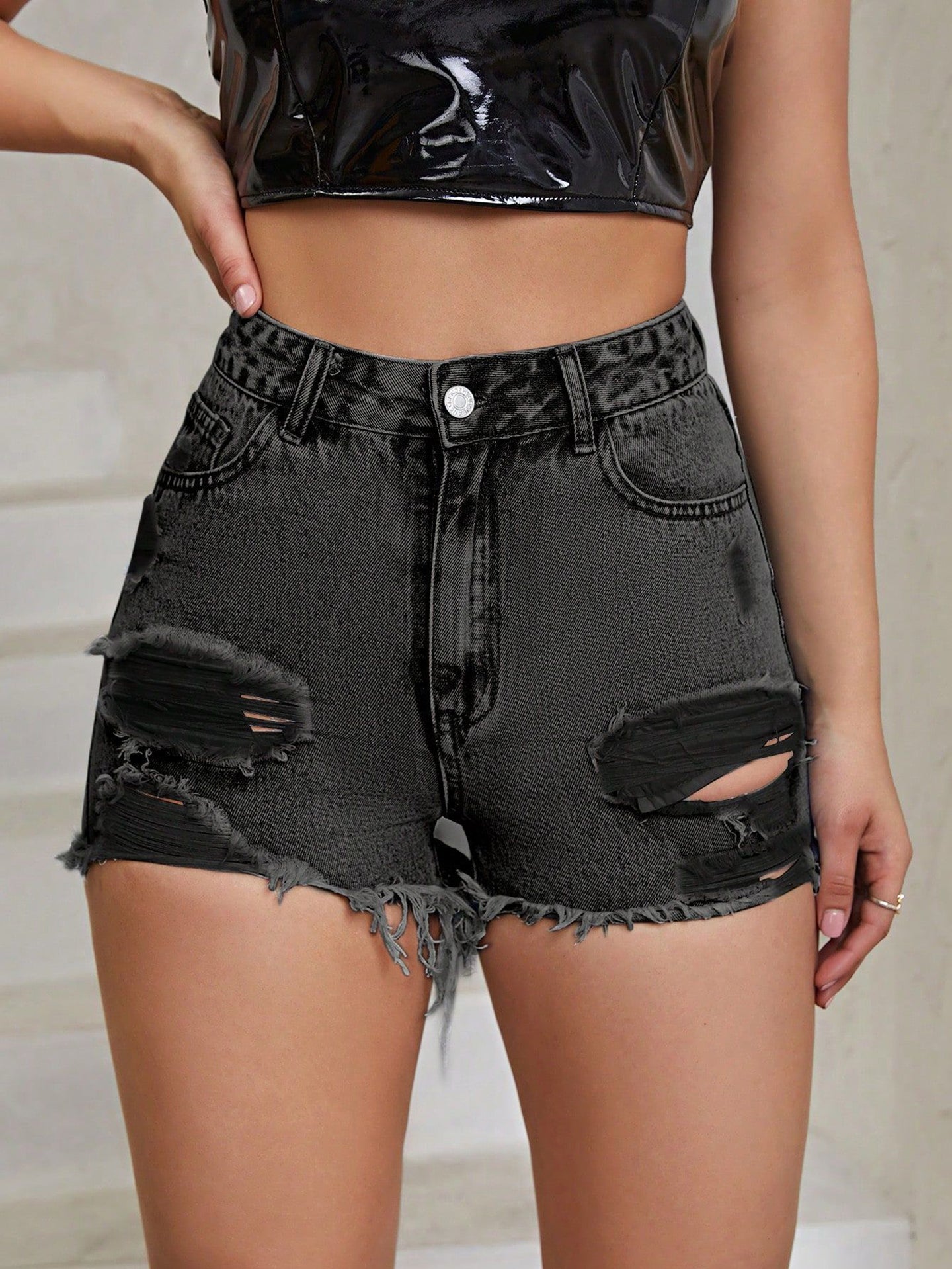 Women Mid Rise Skinny Fit  Denim Shorts