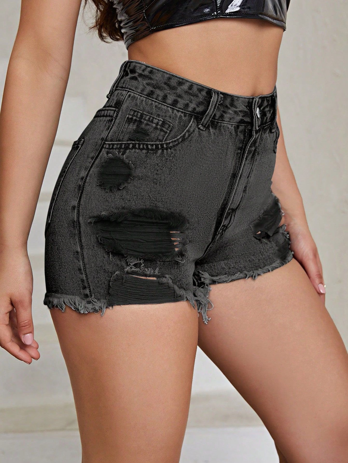 Women Mid Rise Skinny Fit  Denim Shorts