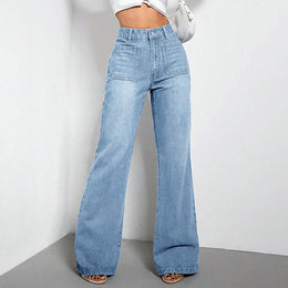 Women Wide Leg Light Fade Jeans