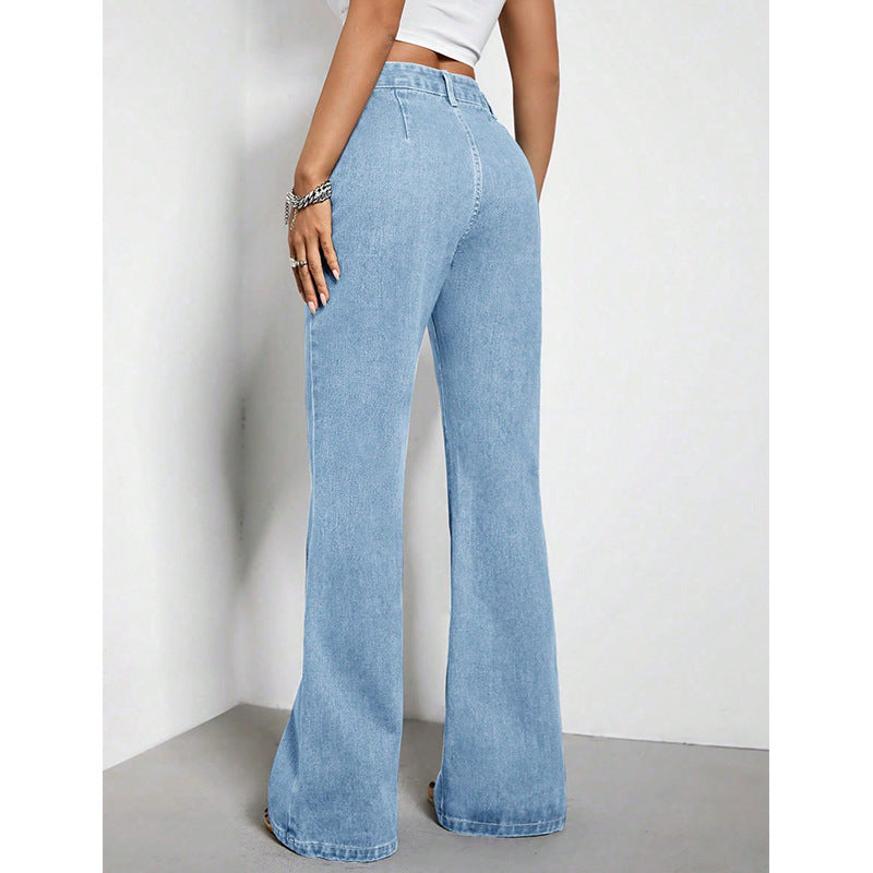 Women Wide Leg Light Fade Jeans