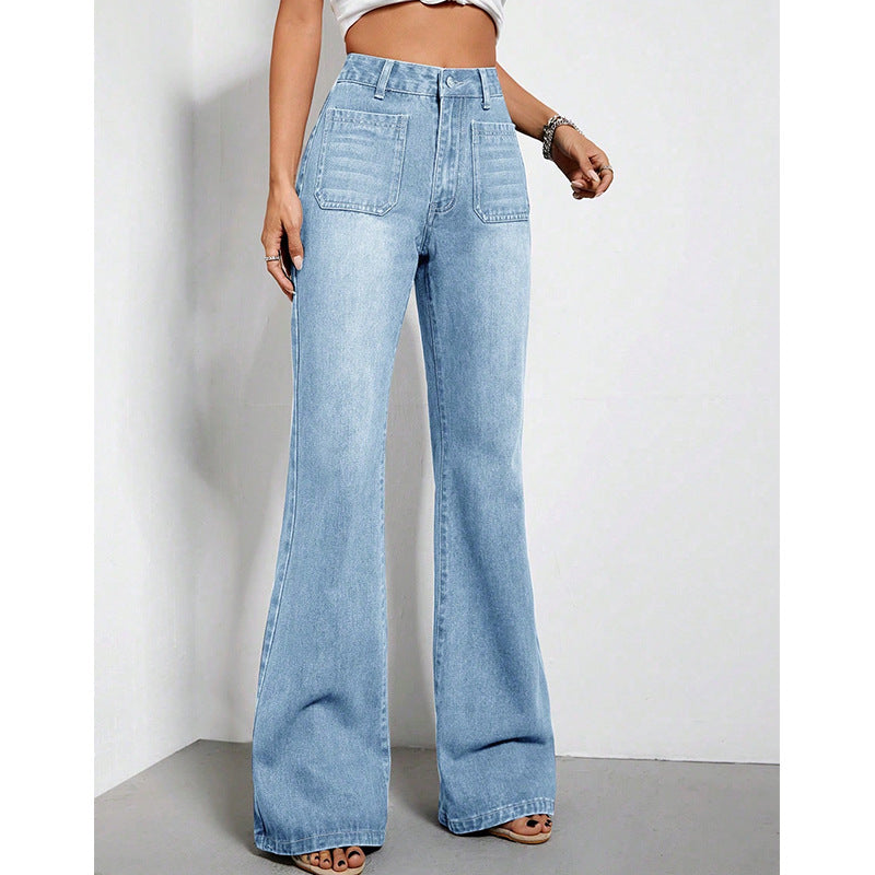 Women Wide Leg Light Fade Jeans