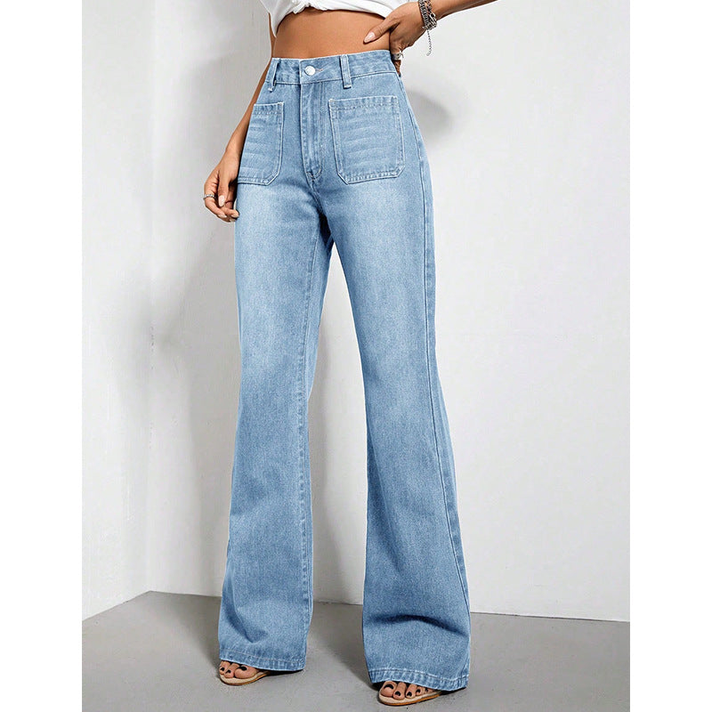 Women Wide Leg Light Fade Jeans