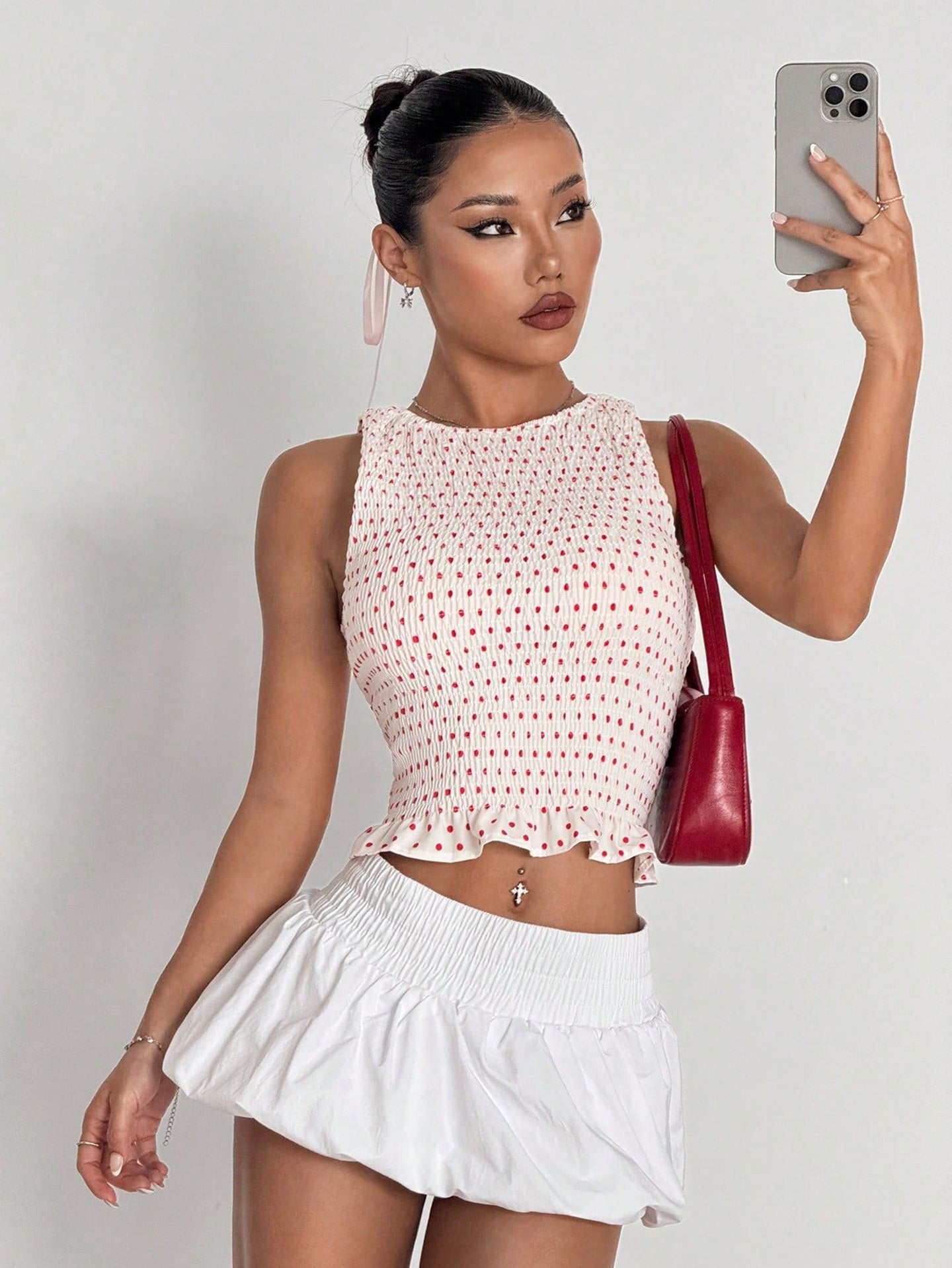 Women Polka Dot Printed Crop Top