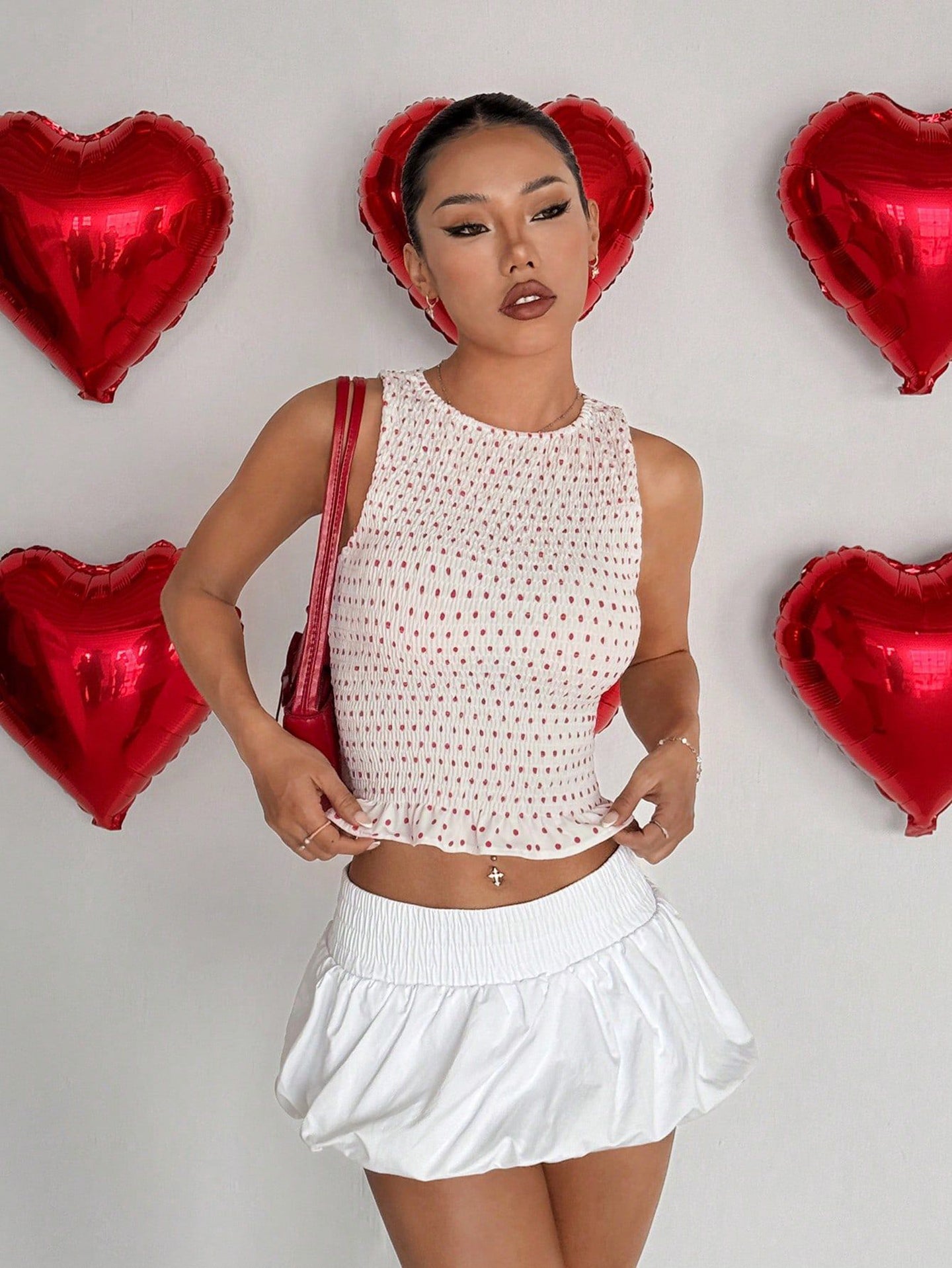 Women Polka Dot Printed Crop Top