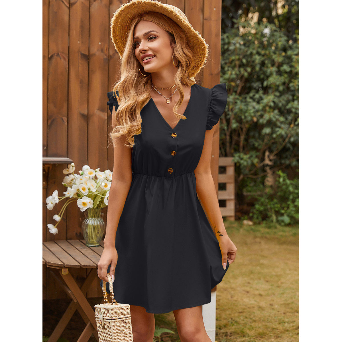 Women's Black Knee Length Dress