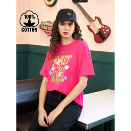 Women Printed Raw Edge T-shirt